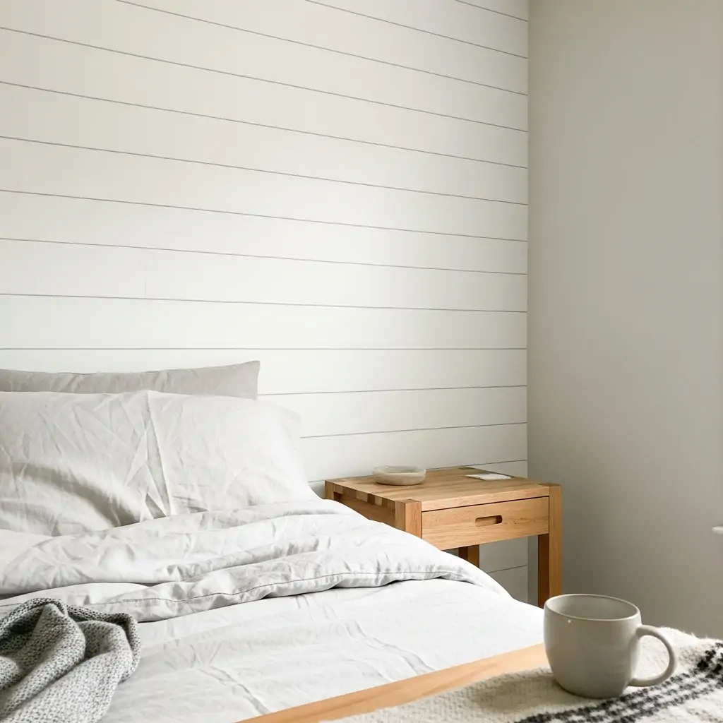 Faux Shiplap Look - 39 Simple Wallpaper Ideas That Will Change Your Bedroom