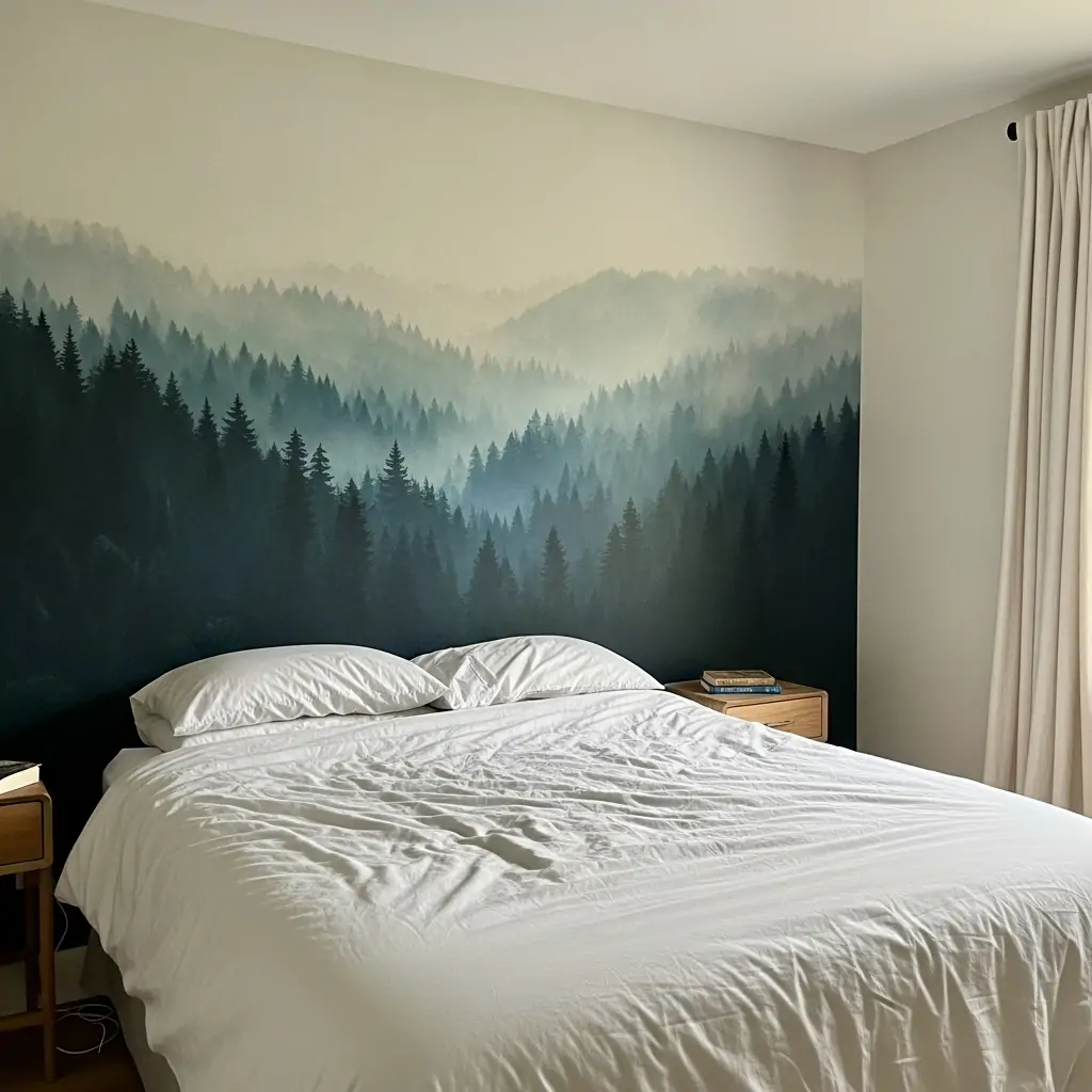 Full Wall Landscape - 39 Simple Wallpaper Ideas That Will Change Your Bedroom