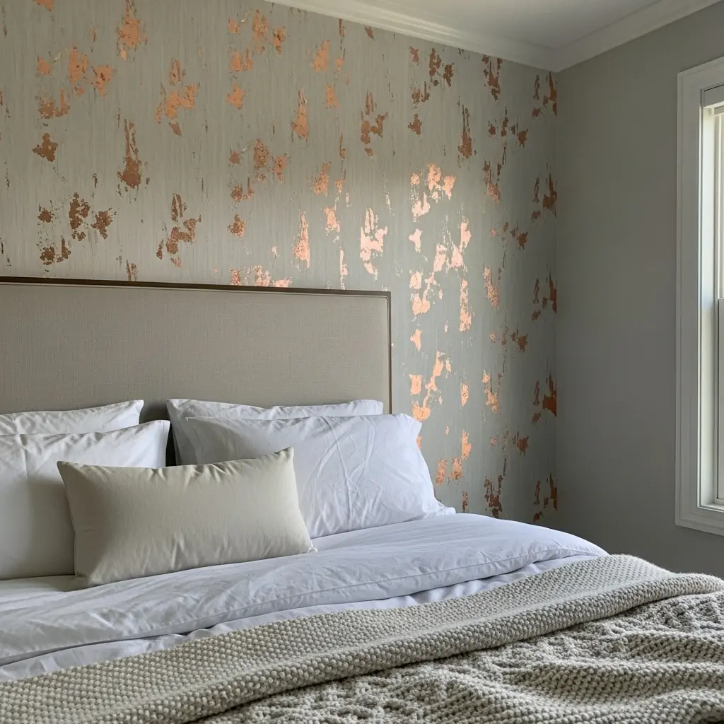 Metallic Foil Shine - 39 Simple Wallpaper Ideas That Will Change Your Bedroom