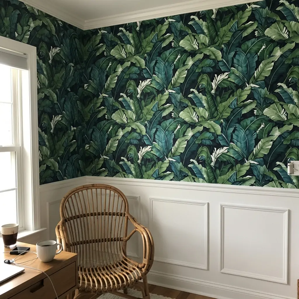 Tropical Leaf Prints - 39 Simple Wallpaper Ideas That Will Change Your Bedroom