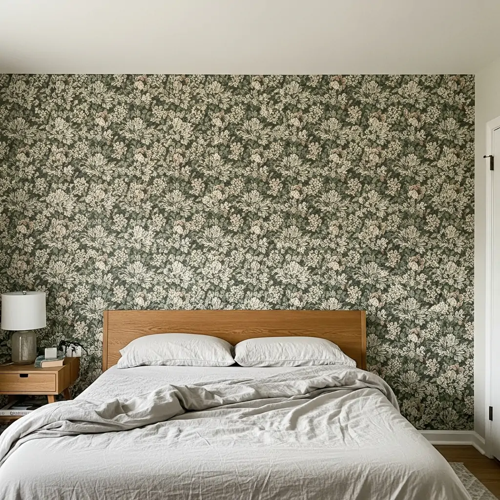 One Full Accent Wall - 39 Simple Wallpaper Ideas That Will Change Your Bedroom