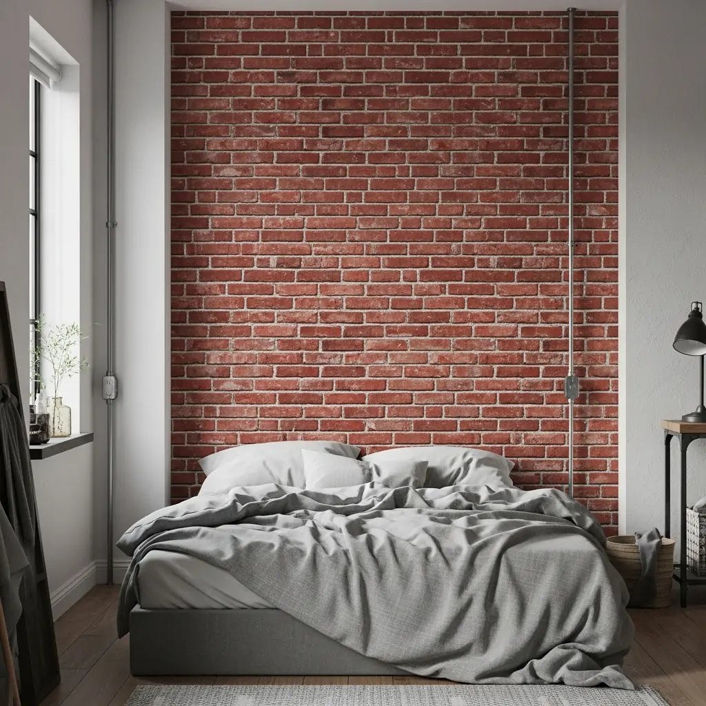 Faux Industrial Brick - 39 Simple Wallpaper Ideas That Will Change Your Bedroom