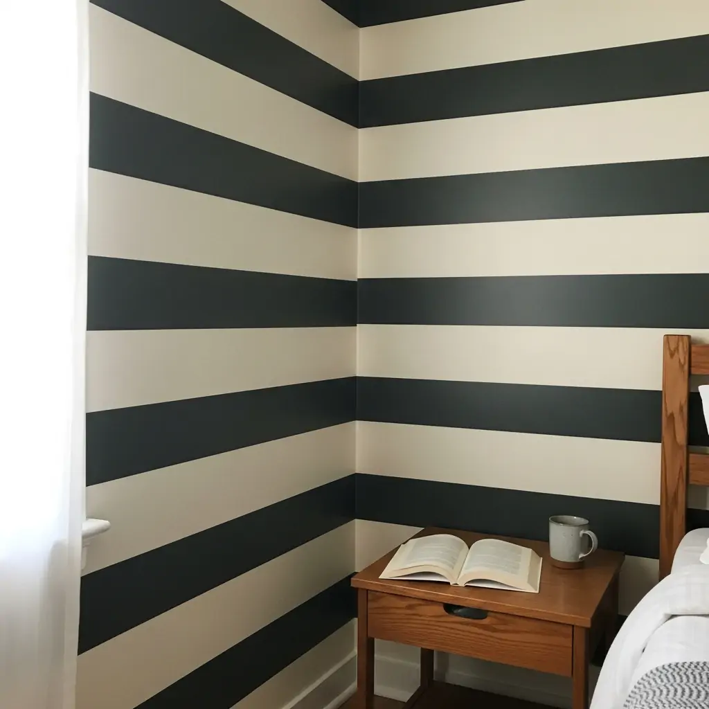 Horizontal Stripes - 39 Simple Wallpaper Ideas That Will Change Your Bedroom