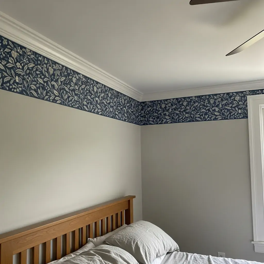 Use A Wide Border - 39 Simple Wallpaper Ideas That Will Change Your Bedroom