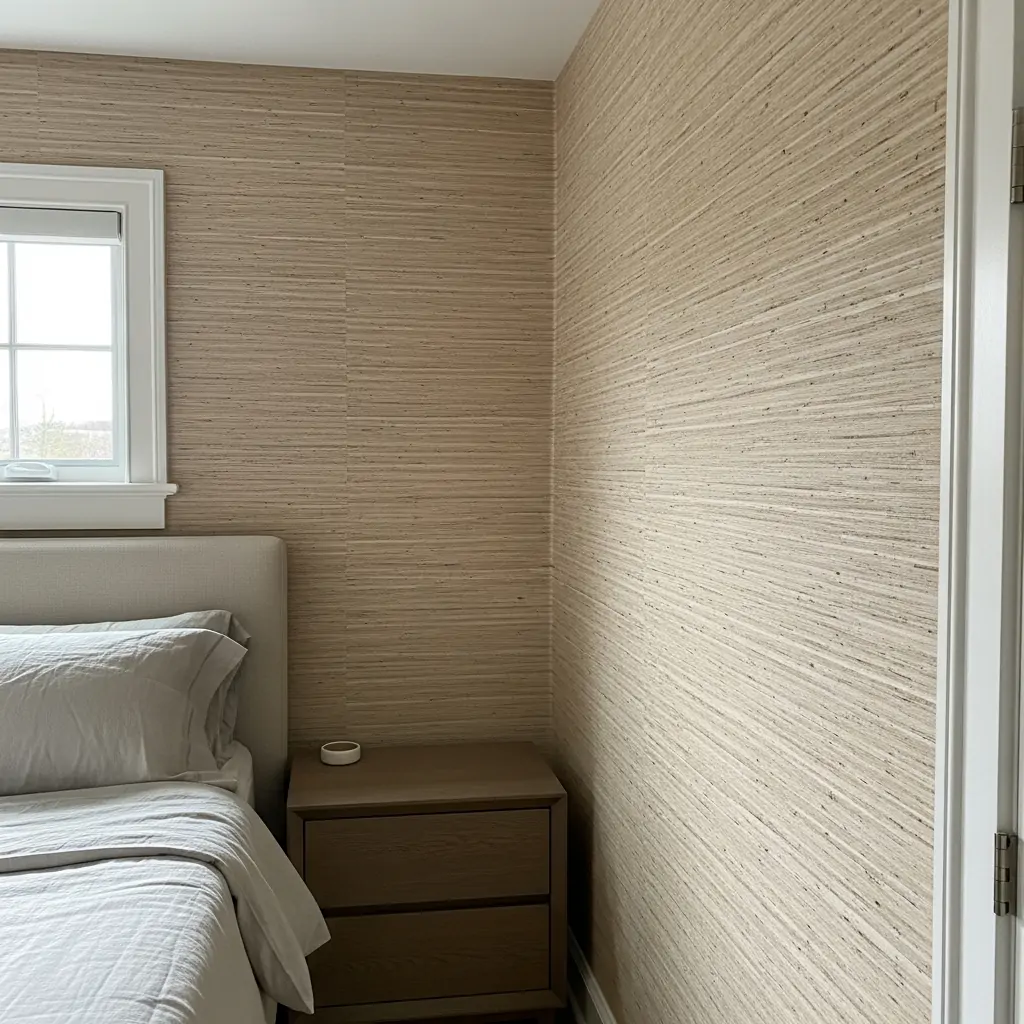 Budget Faux Grasscloth - 39 Simple Wallpaper Ideas That Will Change Your Bedroom