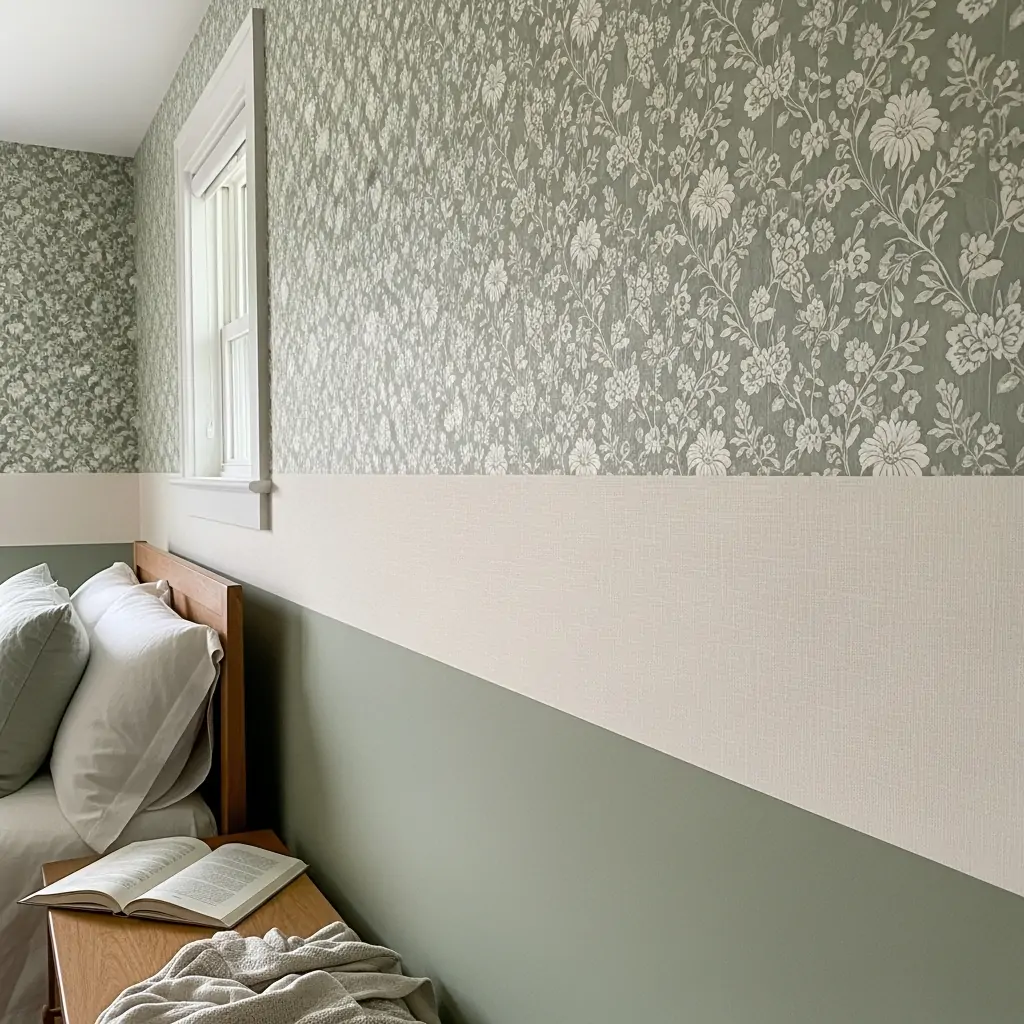 Mix Two Different Papers - 39 Simple Wallpaper Ideas That Will Change Your Bedroom