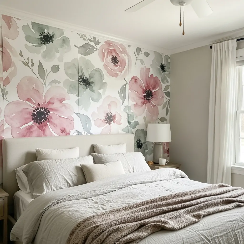 Oversized Flower Prints - 39 Simple Wallpaper Ideas That Will Change Your Bedroom
