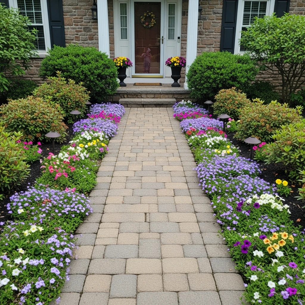 Walkway Flower Borders - 50 Front Yard Landscaping Ideas for a Beautiful, Budget-Friendly Home
