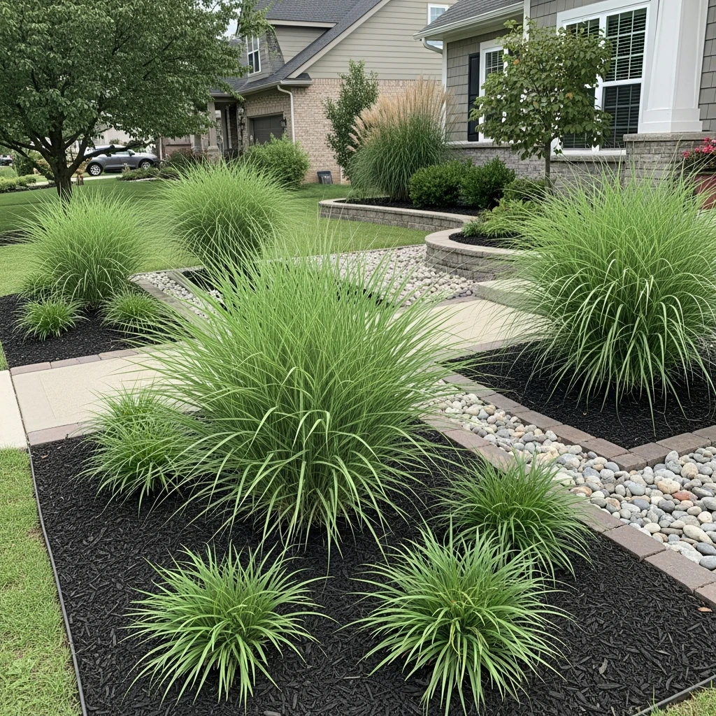 Ornamental Grass Features - 50 Front Yard Landscaping Ideas for a Beautiful, Budget-Friendly Home