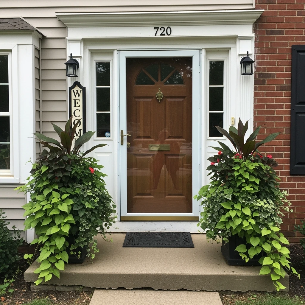 Oversized Entry Planters - 50 Front Yard Landscaping Ideas for a Beautiful, Budget-Friendly Home