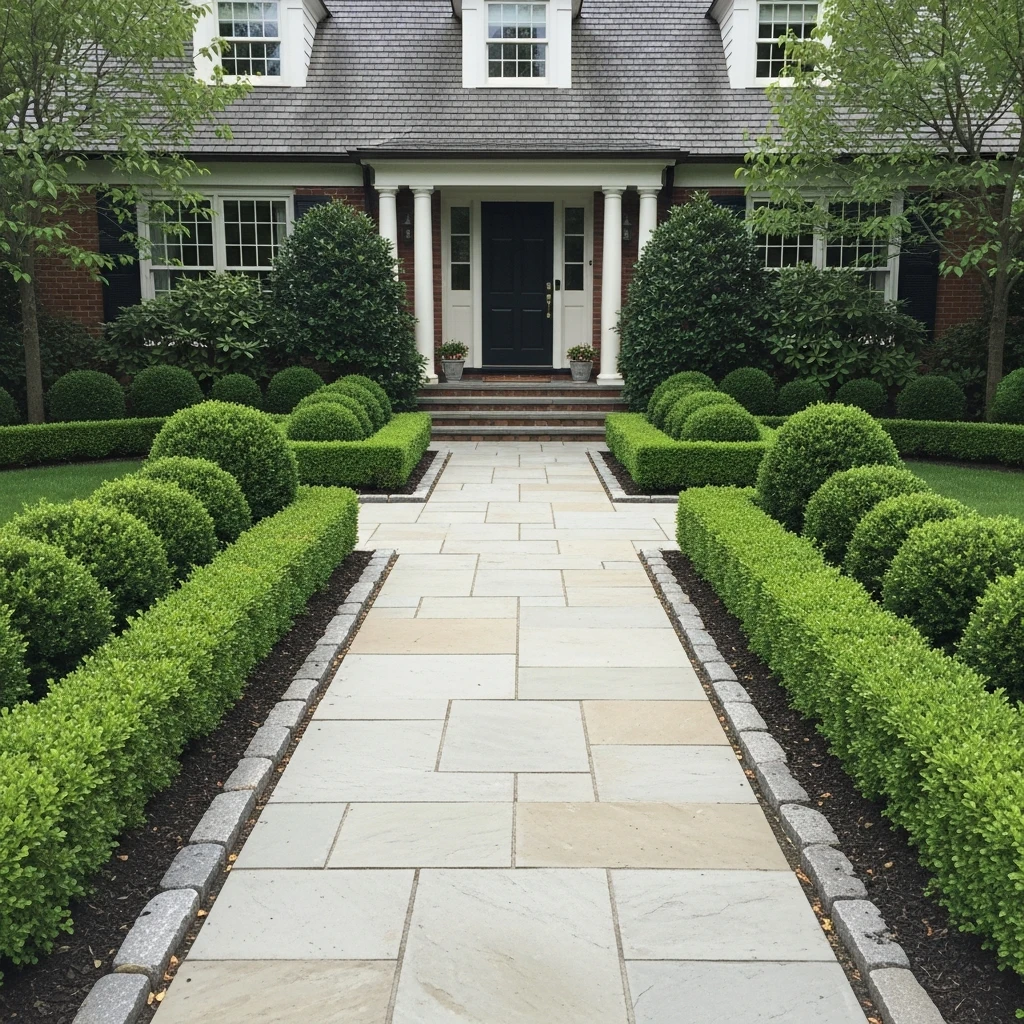 Framed Stone Walkway - 50 Front Yard Landscaping Ideas for a Beautiful, Budget-Friendly Home