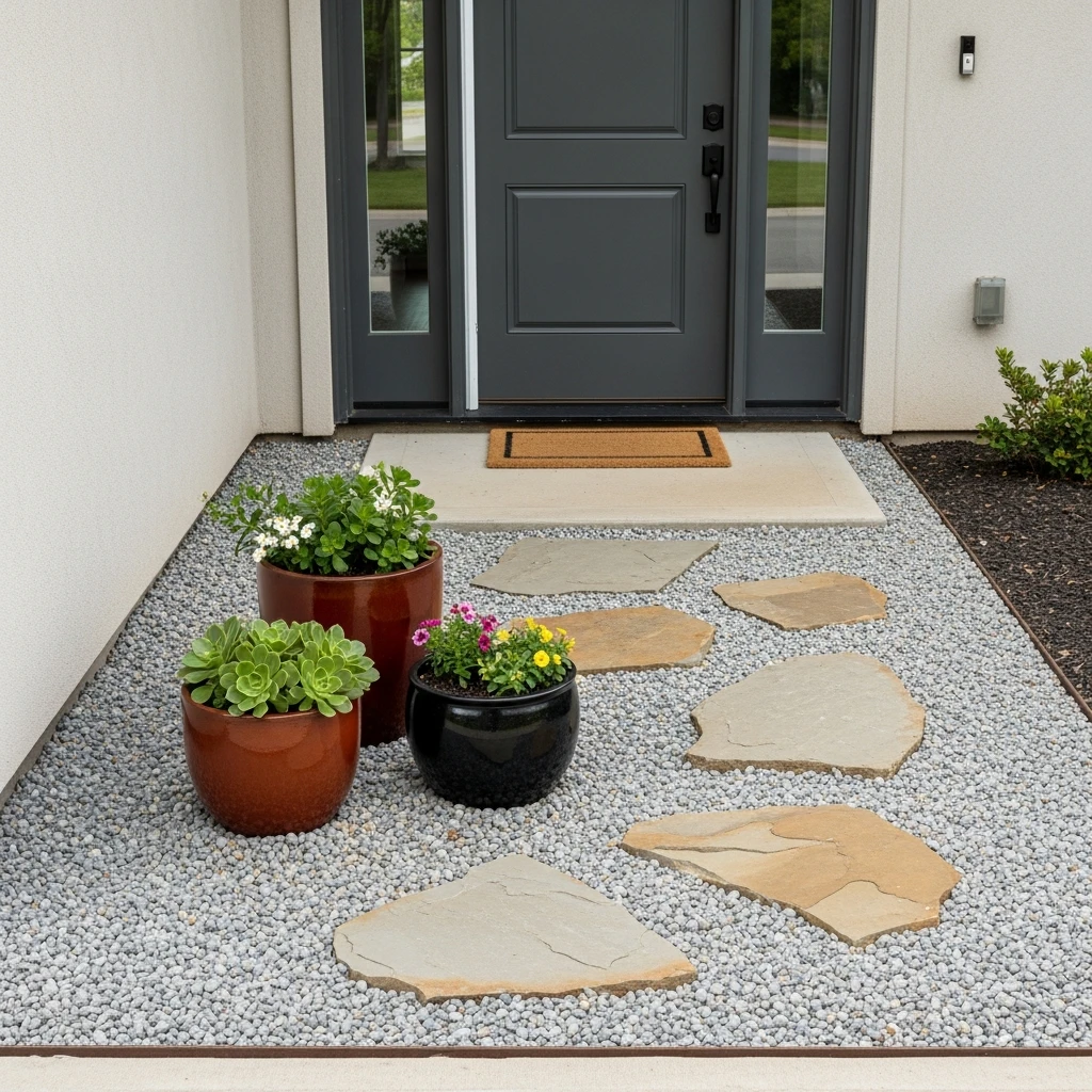 Gravel Courtyard Entry - 50 Front Yard Landscaping Ideas for a Beautiful, Budget-Friendly Home