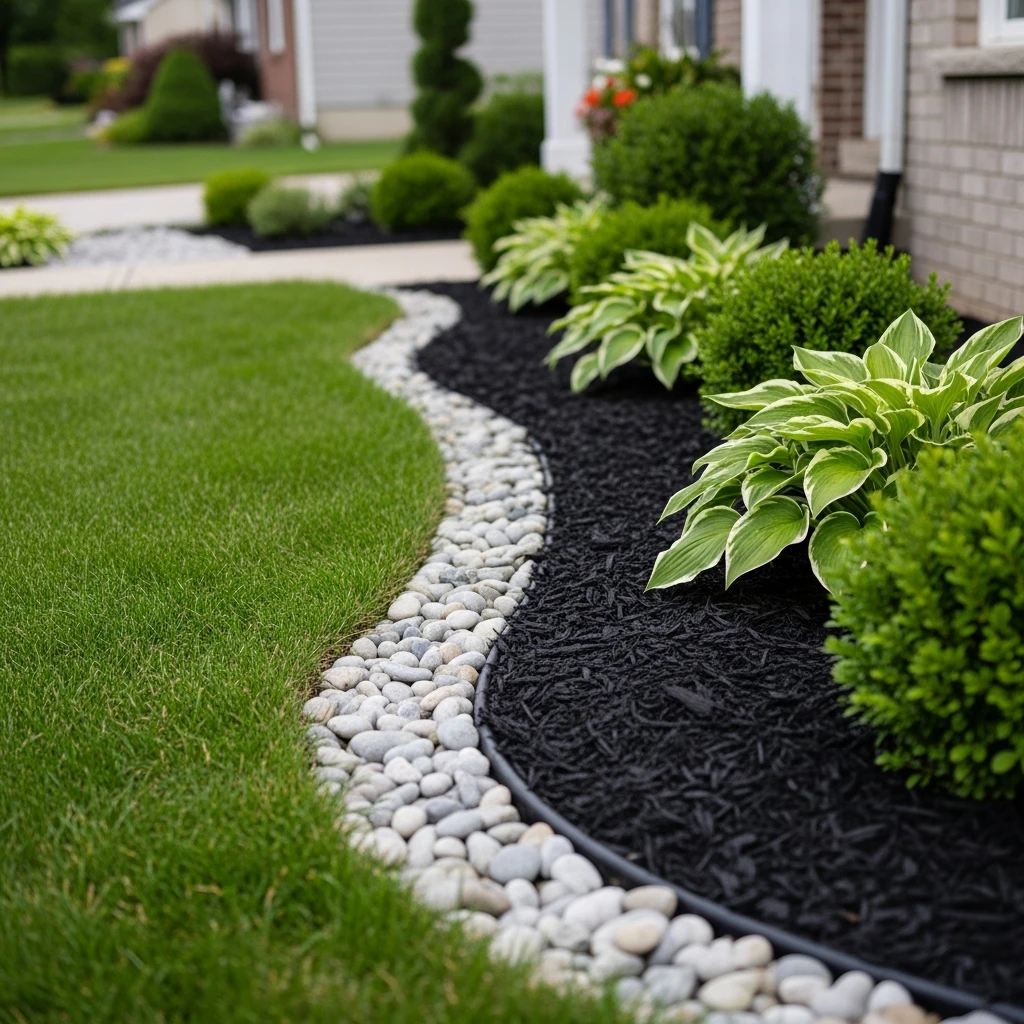 Contrasting Mulch Colors - 50 Front Yard Landscaping Ideas for a Beautiful, Budget-Friendly Home
