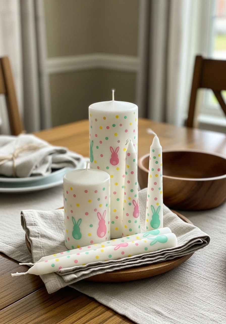 Painted Easter Candles - 50 Homemade Easter Decorations