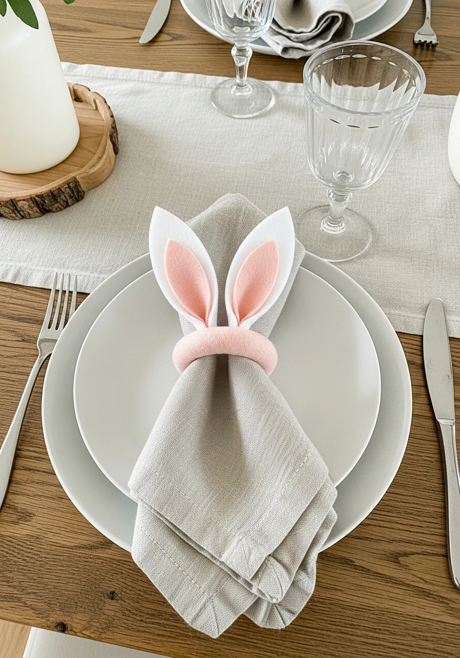 Bunny Ear Napkin Rings - 50 Homemade Easter Decorations