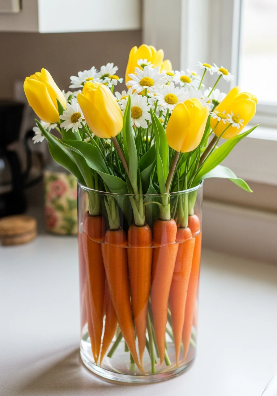 Carrot Flower Vase - 50 Homemade Easter Decorations