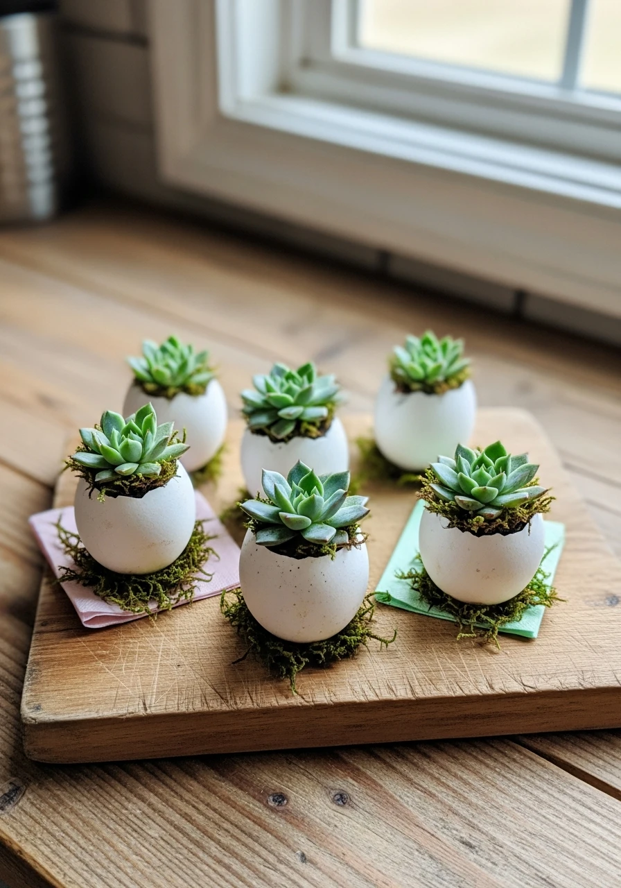 Succulent Egg Planters - 50 Homemade Easter Decorations