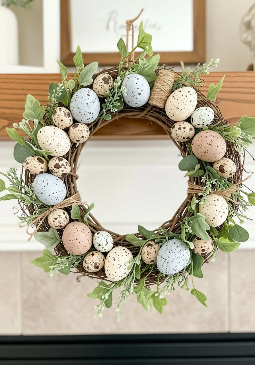 Speckled Egg Wreath - 50 Homemade Easter Decorations