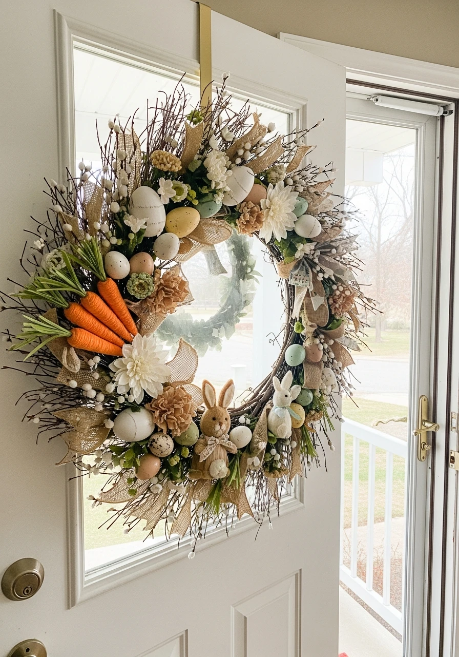 Door Easter Wreath - 50 Homemade Easter Decorations