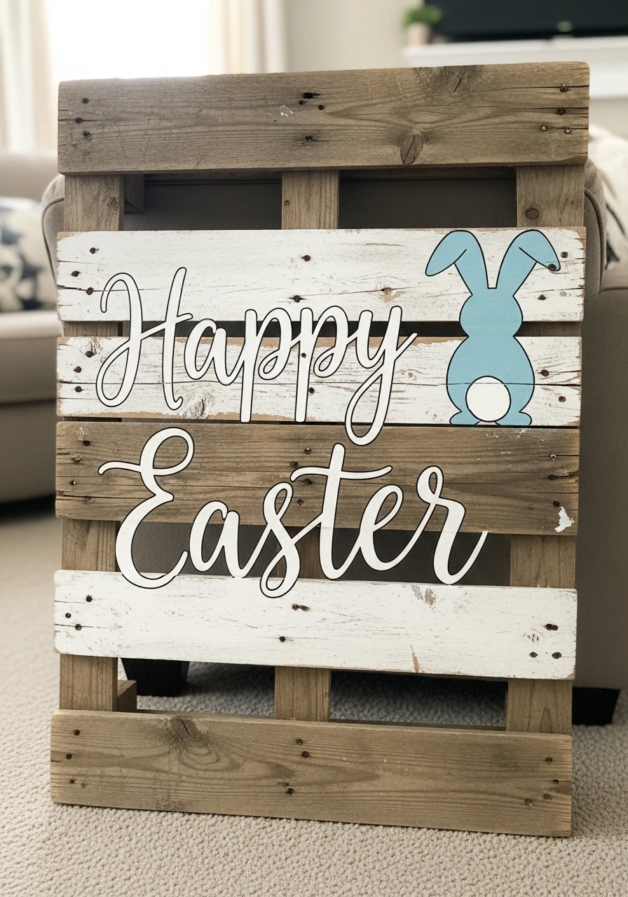 Rustic Pallet Sign - 50 Homemade Easter Decorations