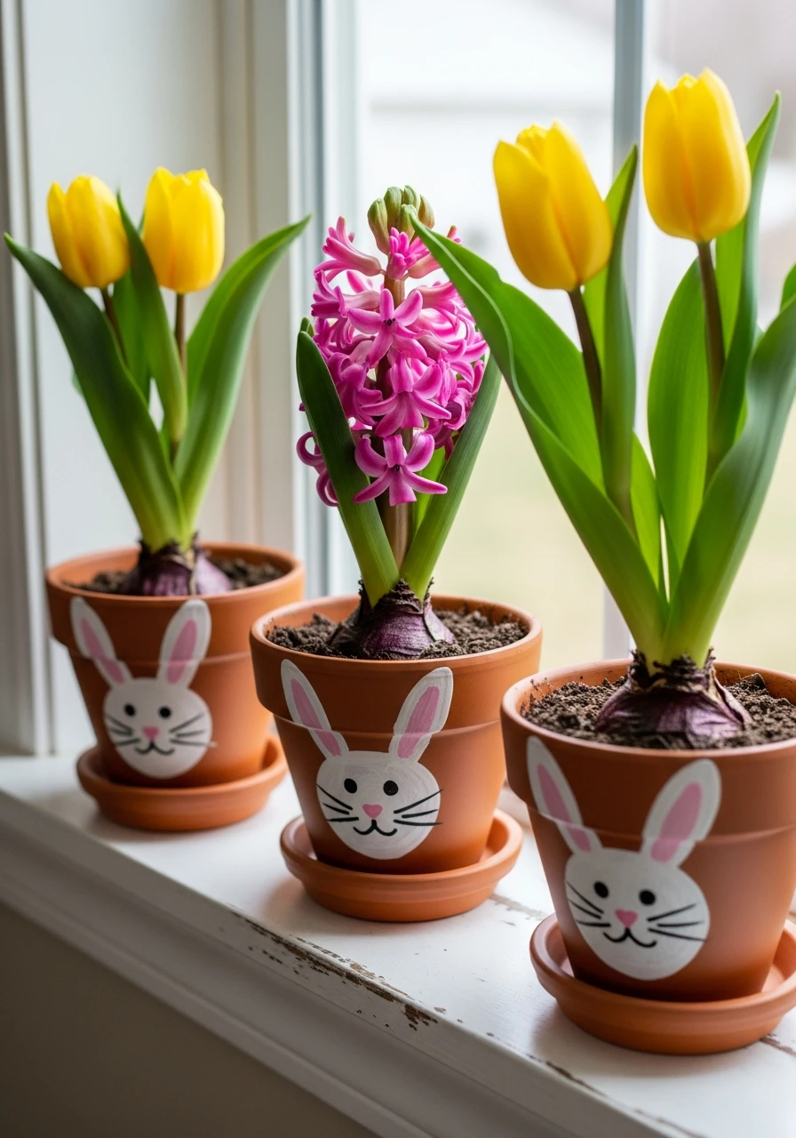 Bunny Face Pots - 50 Homemade Easter Decorations