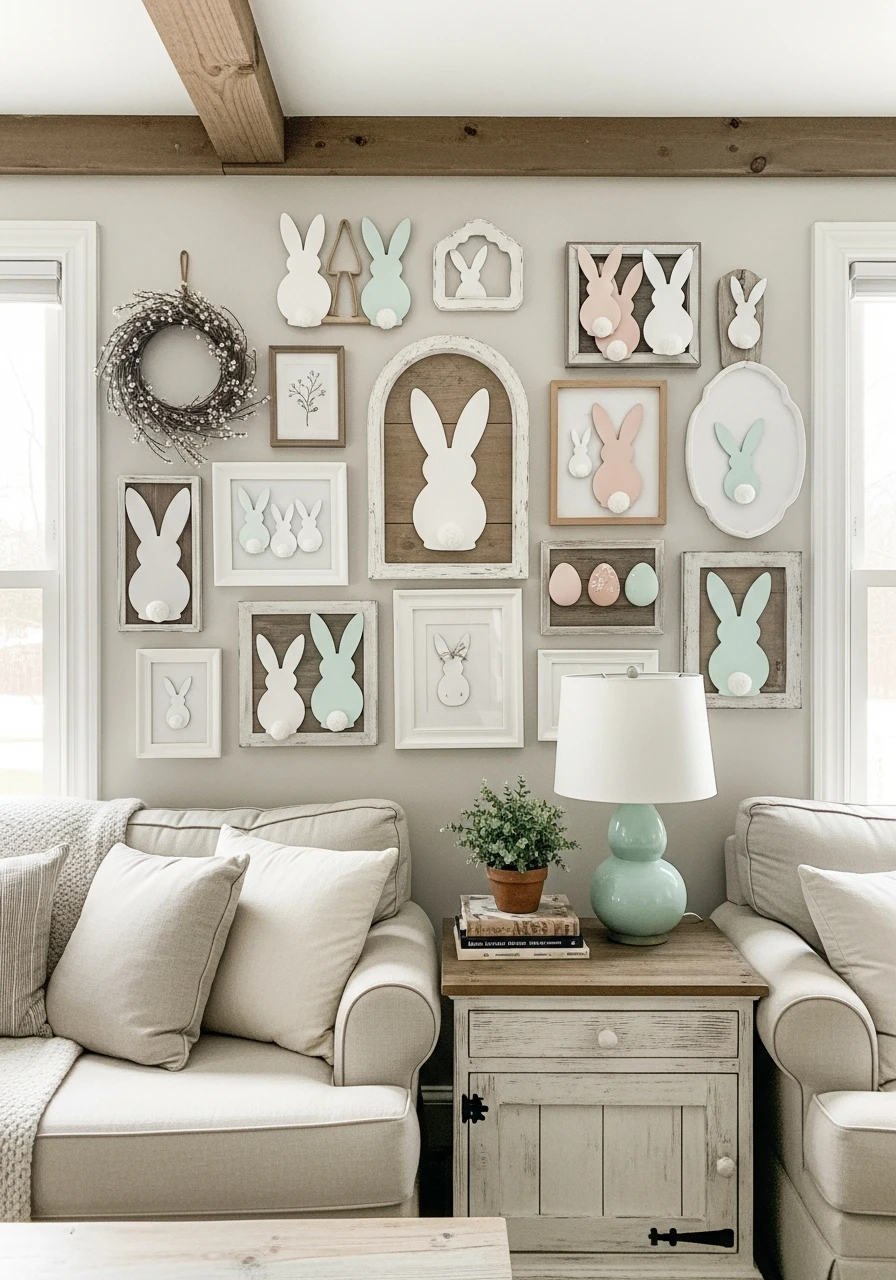 Bunny Wall Art - 50 Homemade Easter Decorations