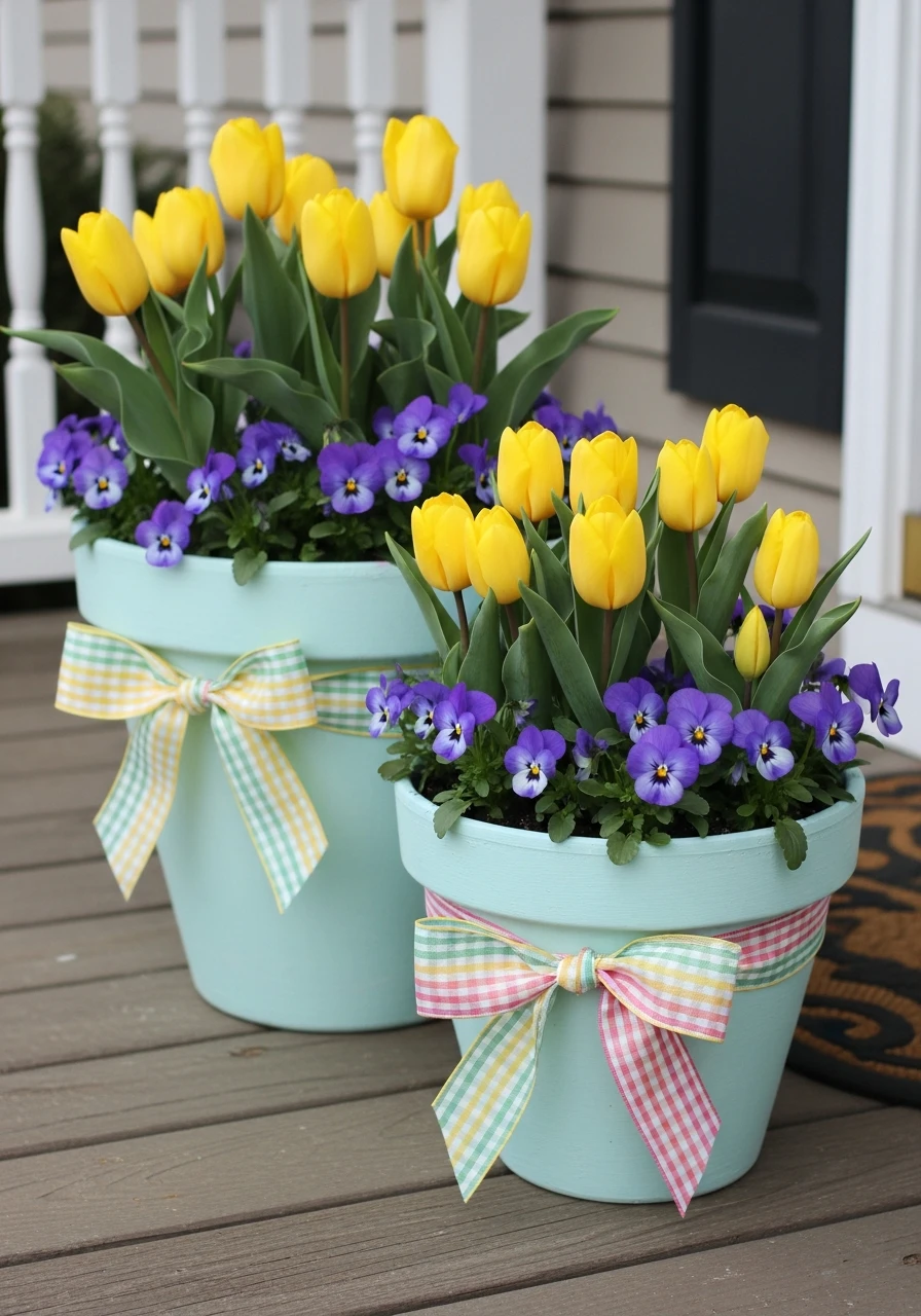 Porch Flower Planters - 50 Homemade Easter Decorations