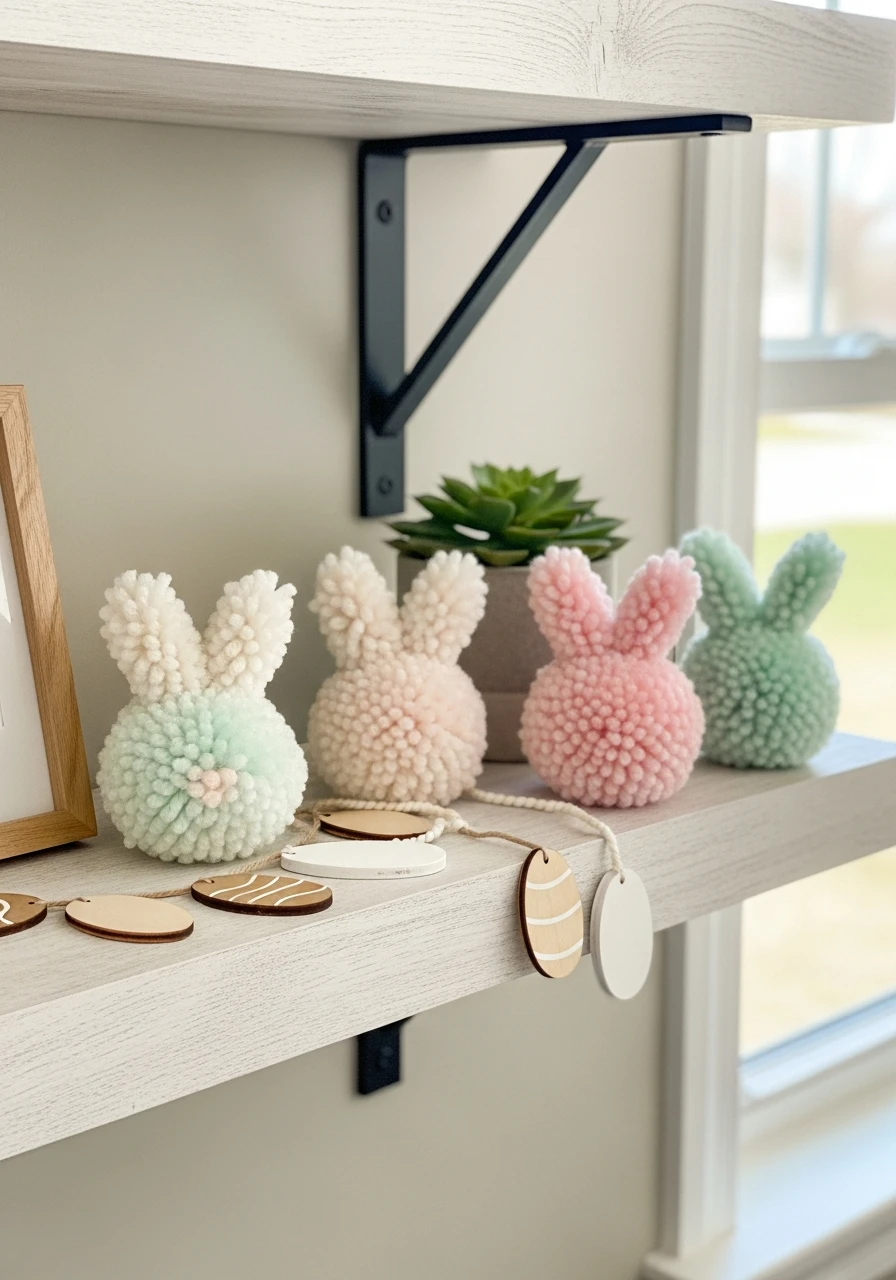 Pom-Pom Bunny Figures - 50 Homemade Easter Decorations