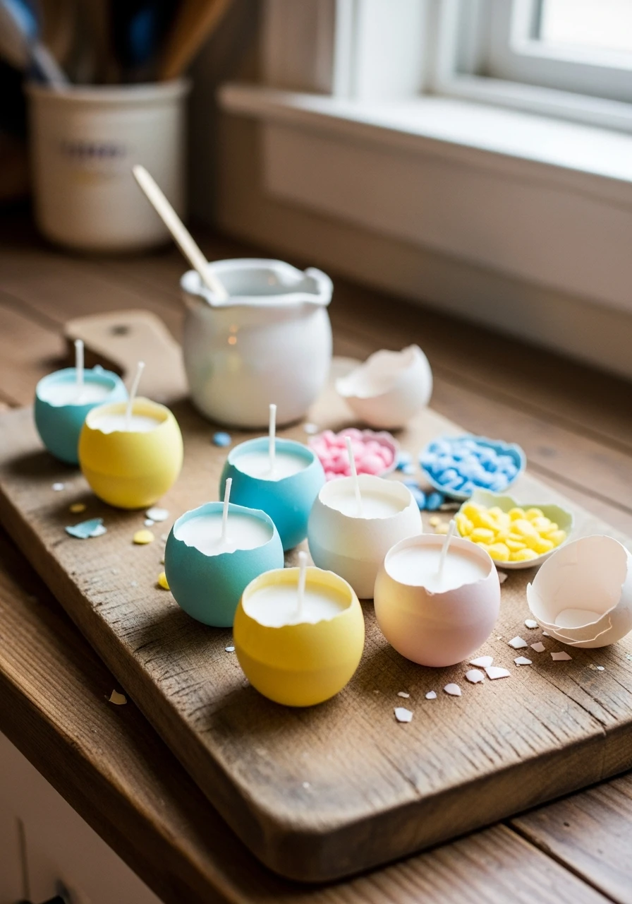 Mini Eggshell Candles - 50 Homemade Easter Decorations