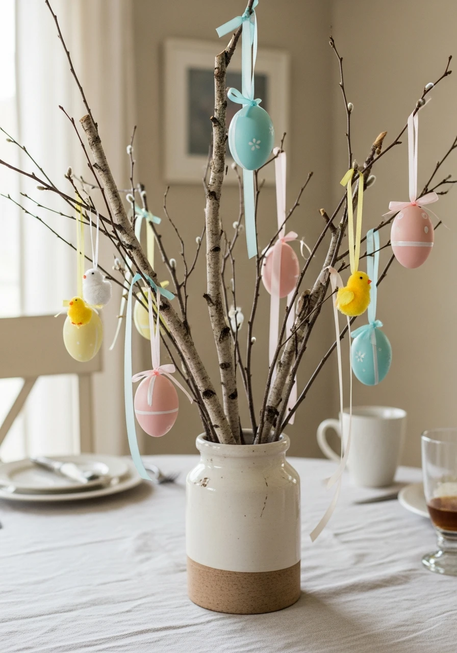 Hanging Egg Tree - 50 Homemade Easter Decorations