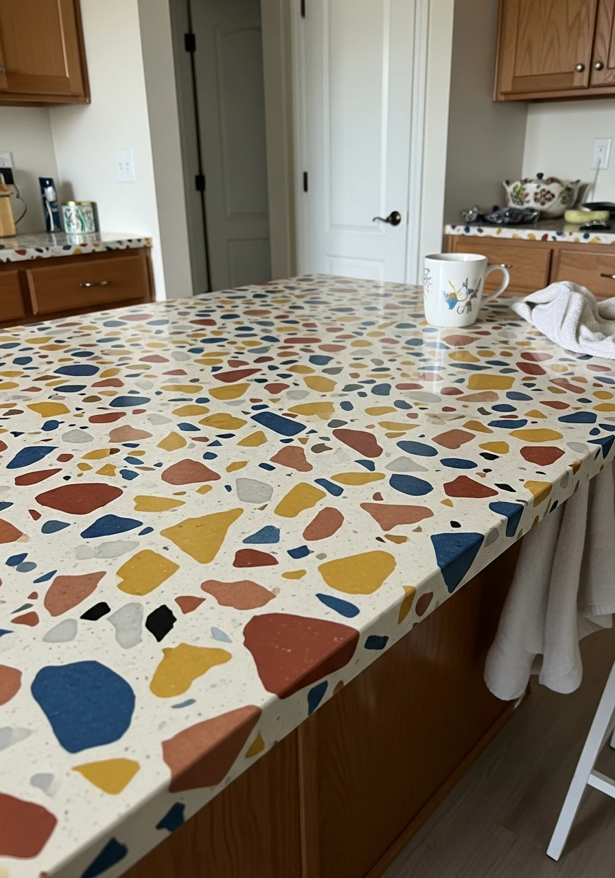 Speckled Terrazzo Platform - 50 Kitchen Platform Ideas