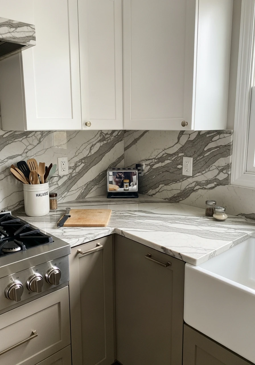 Full Slab Backsplash Platform - 50 Kitchen Platform Ideas