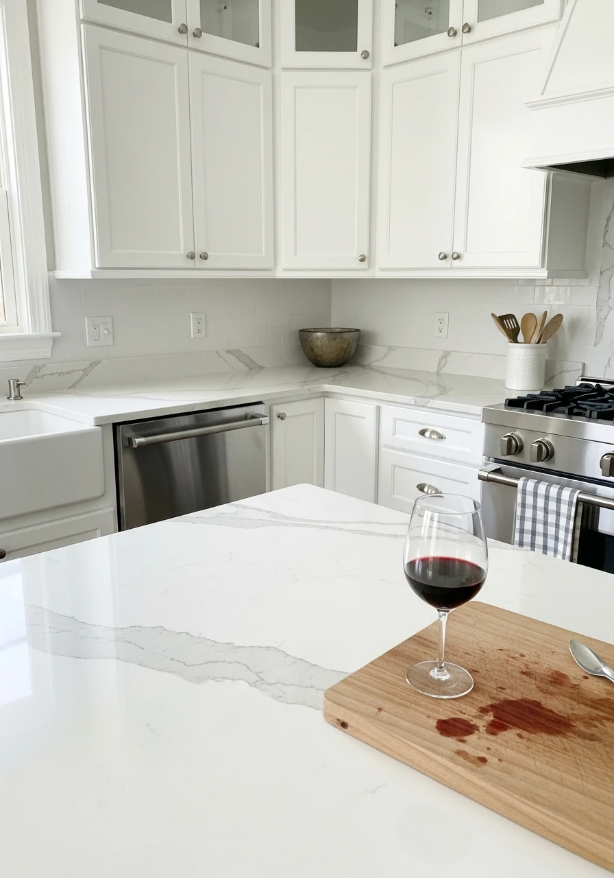 White Quartz Kitchen Platform - 50 Kitchen Platform Ideas