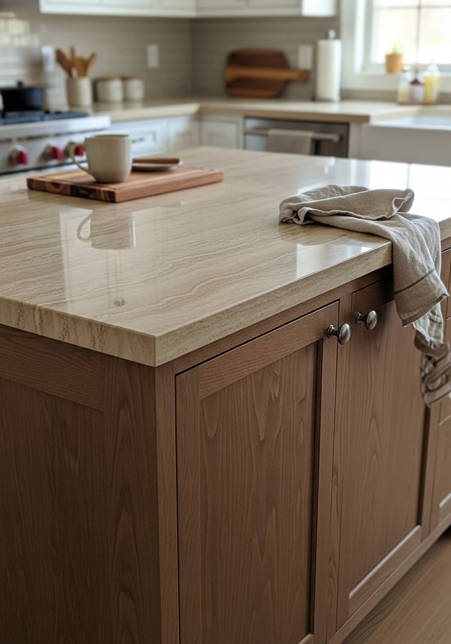 Warm Beige Quartzite Platform - 50 Kitchen Platform Ideas