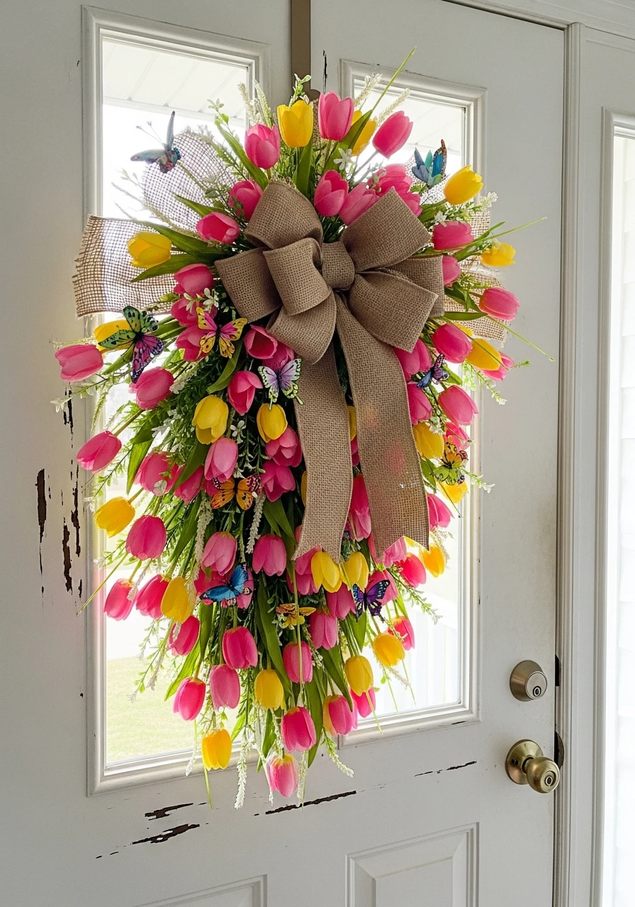 Tulips and Butterflies Hanger - 50 Spring Door Hanger Ideas
