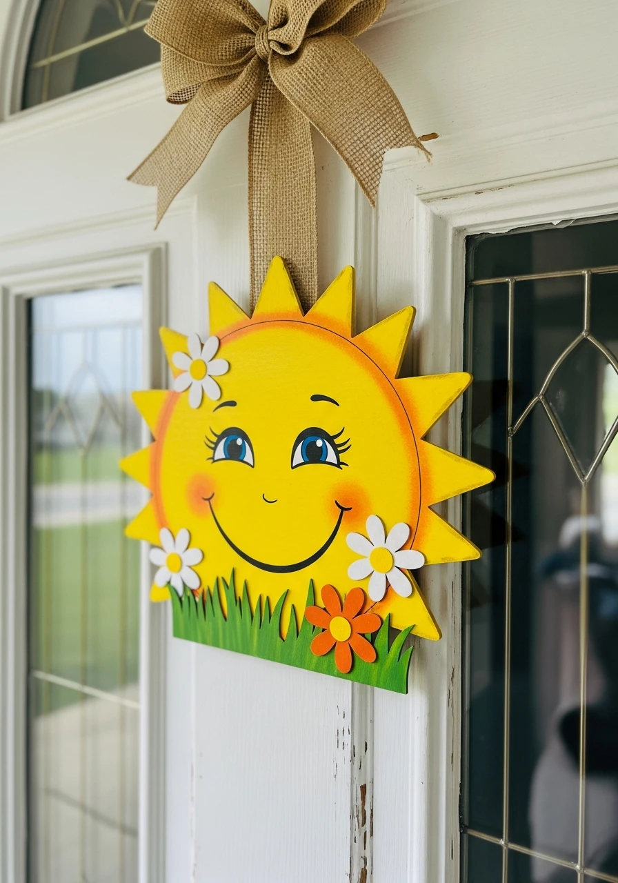 Smiley Sunshine Hanger - 50 Spring Door Hanger Ideas