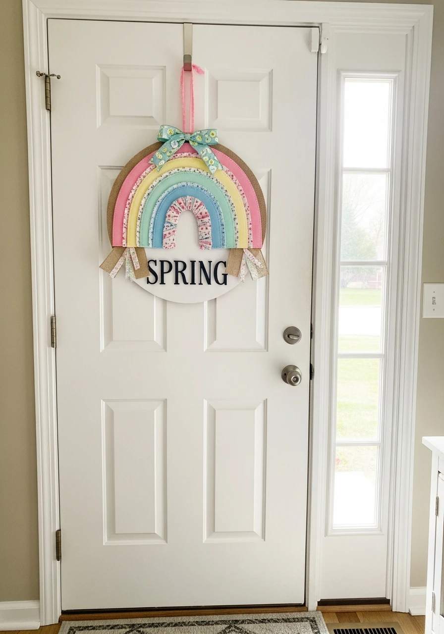 Pastel Rainbow Spring Sign - 50 Spring Door Hanger Ideas