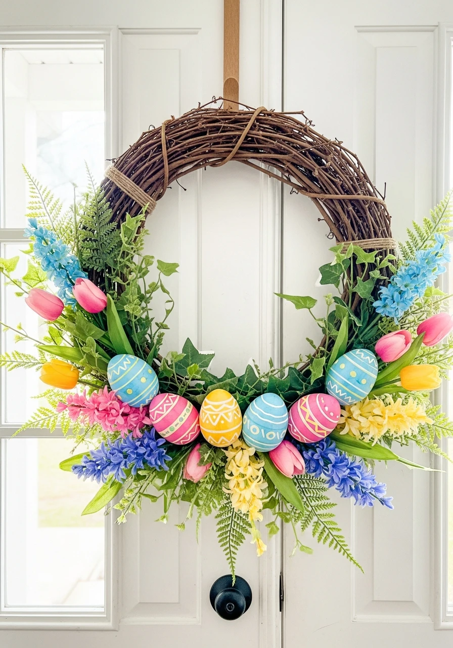 Easter Egg Floral Hanger - 50 Spring Door Hanger Ideas