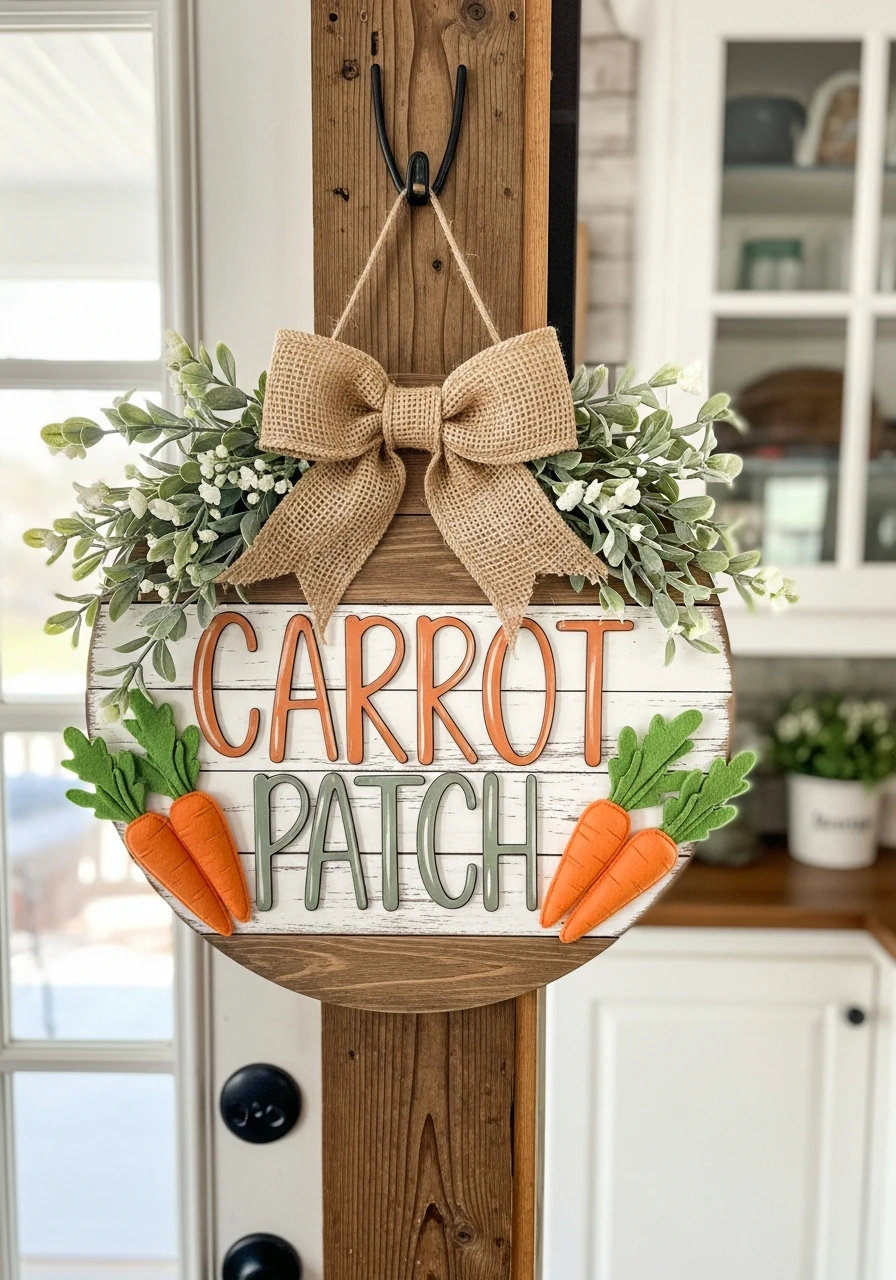 Carrot Patch Spring Sign - 50 Spring Door Hanger Ideas