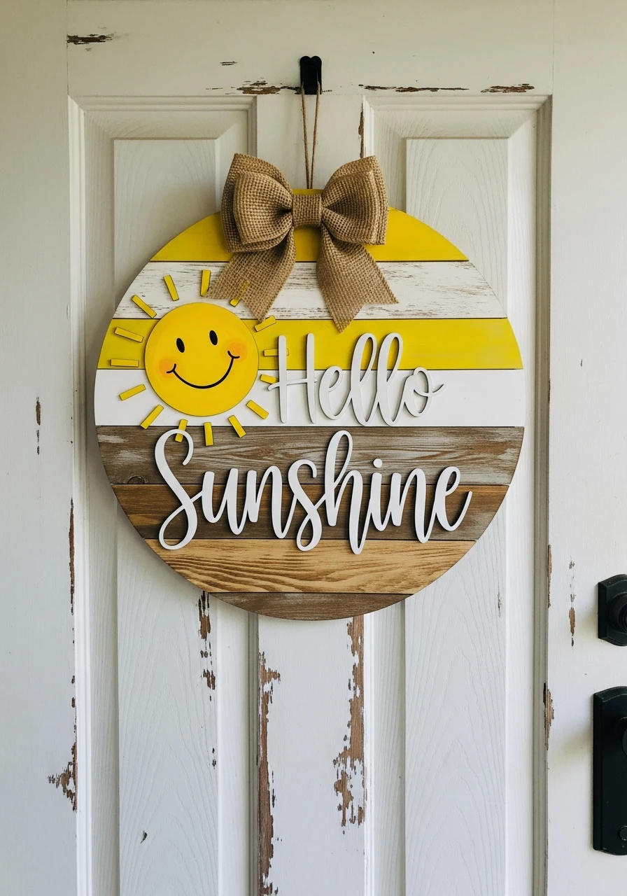 Hello Sunshine Door Hanger - 50 Spring Door Hanger Ideas