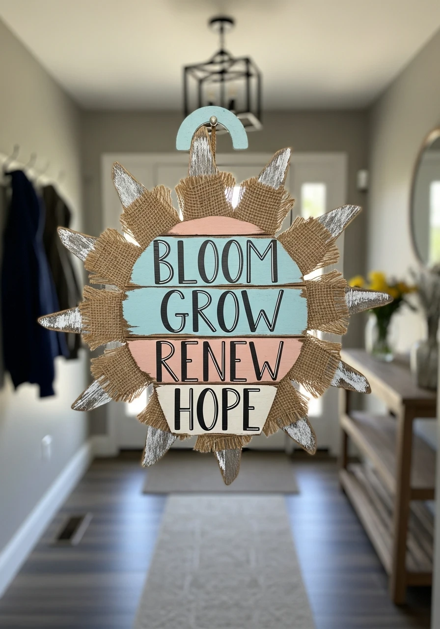 Rising Sun Spring Sign - 50 Spring Door Hanger Ideas