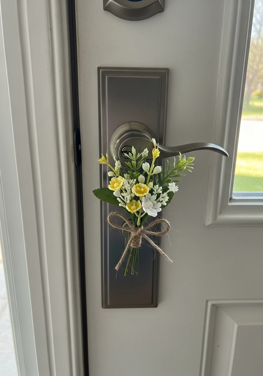Door Knob Bouquet - 50 Spring Front Door Decor Ideas