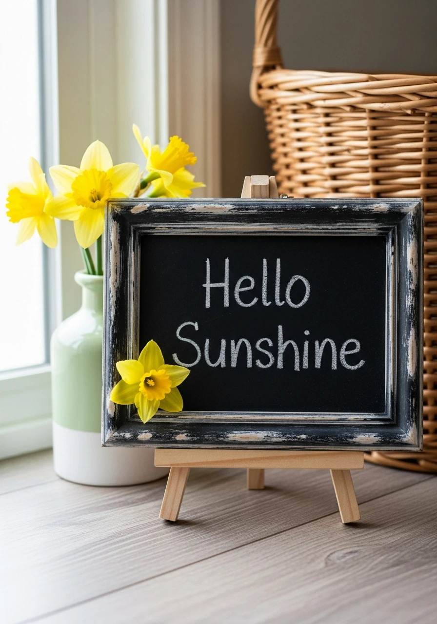 Chalkboard Spring Sign - 50 Spring Front Door Decor Ideas