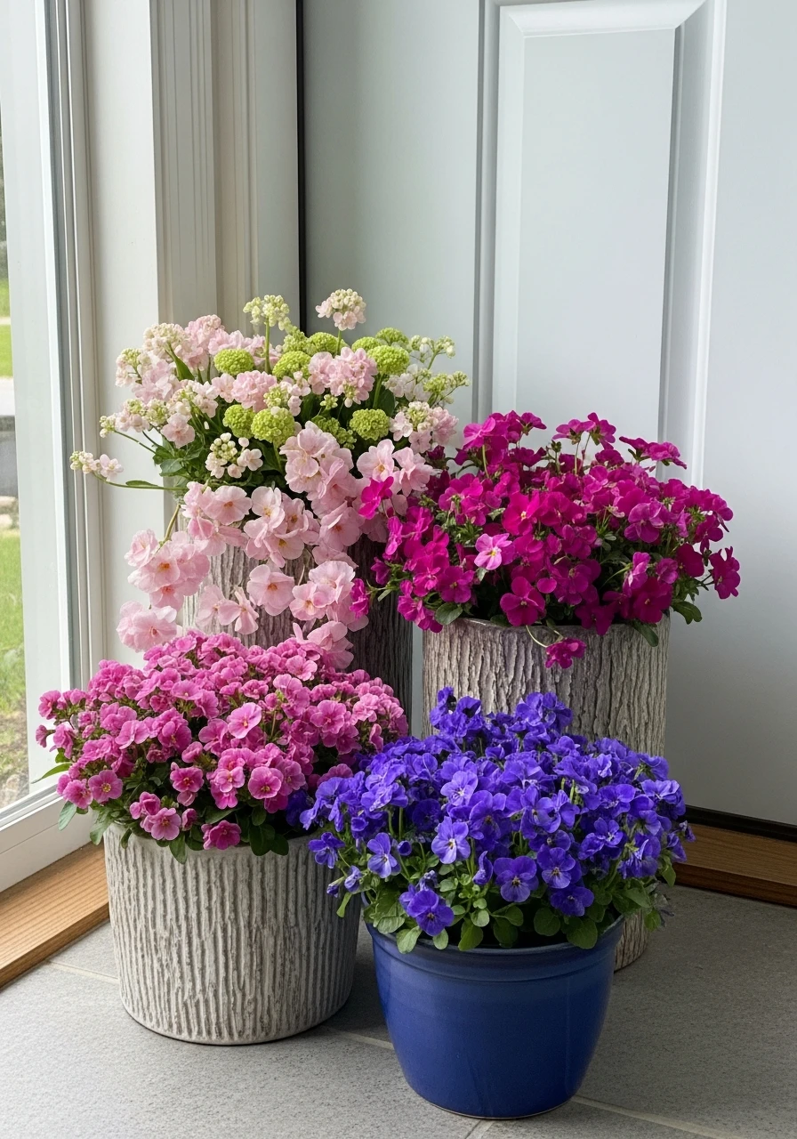 Ombre Flower Pots - 50 Spring Front Door Decor Ideas