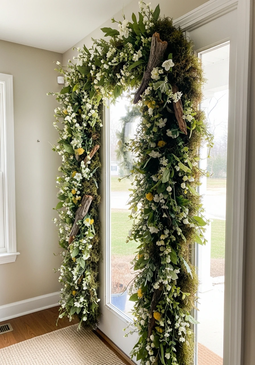 Door Frame Garland - 50 Spring Front Door Decor Ideas