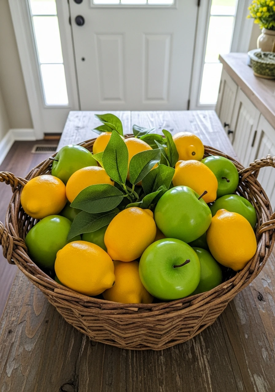 Faux Fruit Display - 50 Spring Front Door Decor Ideas