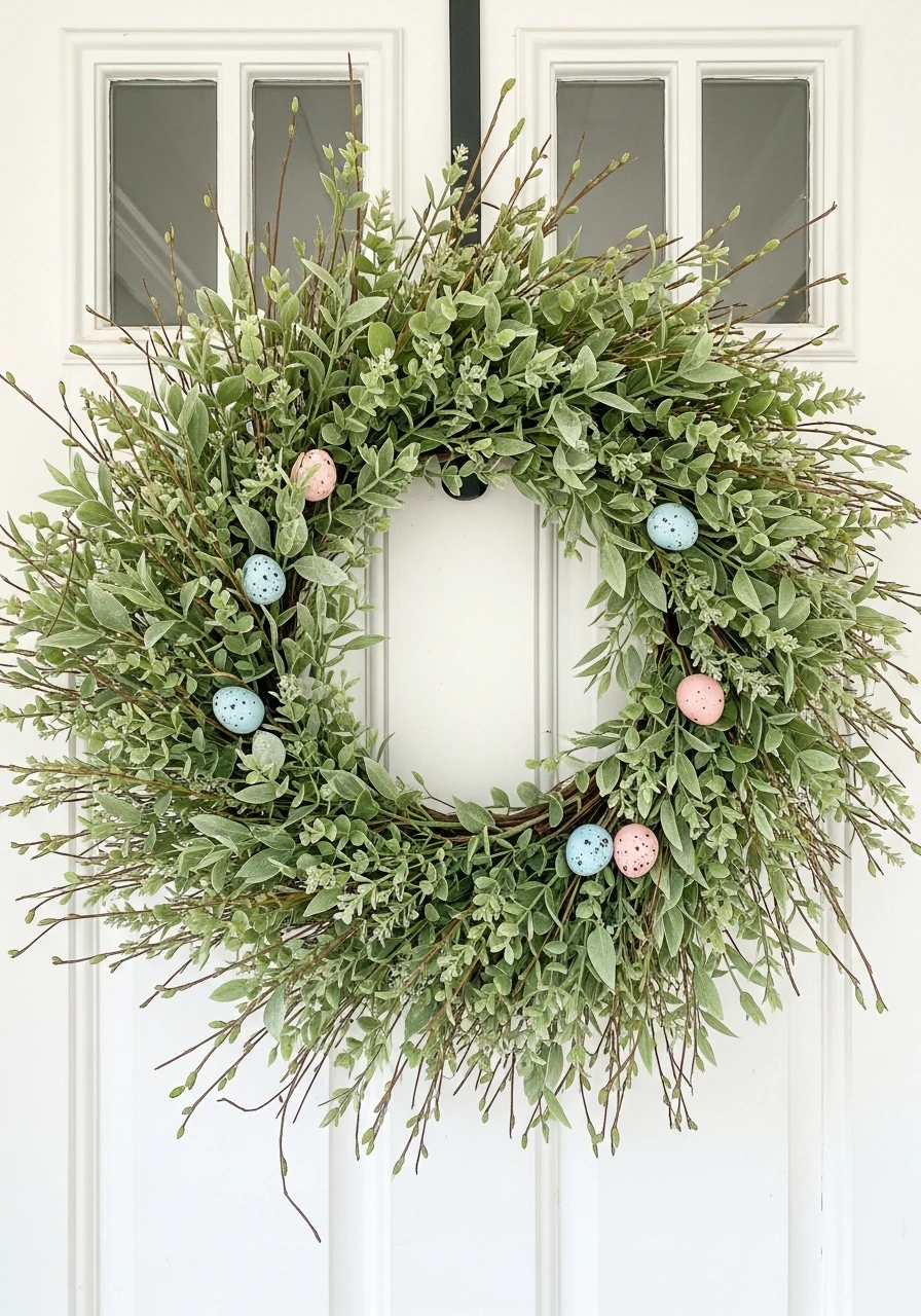 Easter Egg Accents - 50 Spring Front Door Decor Ideas