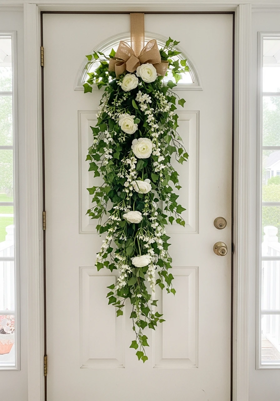 Vertical Floral Swag - 50 Spring Front Door Decor Ideas