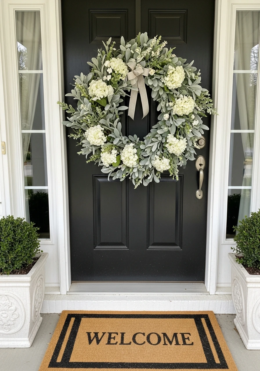 Elegant Neutral Palette - 50 Spring Front Door Decor Ideas