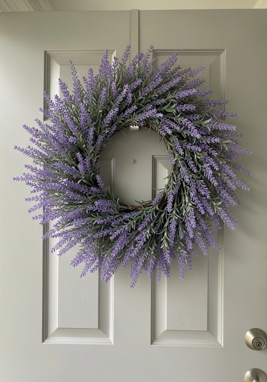 Calming Lavender Wreath - 50 Spring Front Door Decor Ideas